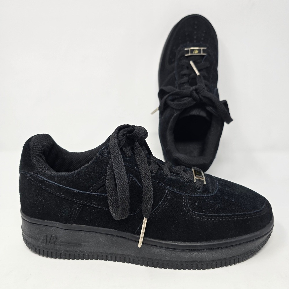 Nike Air Force 1 Low Suede Triple Black Sneakers 315122-001 Women's 5